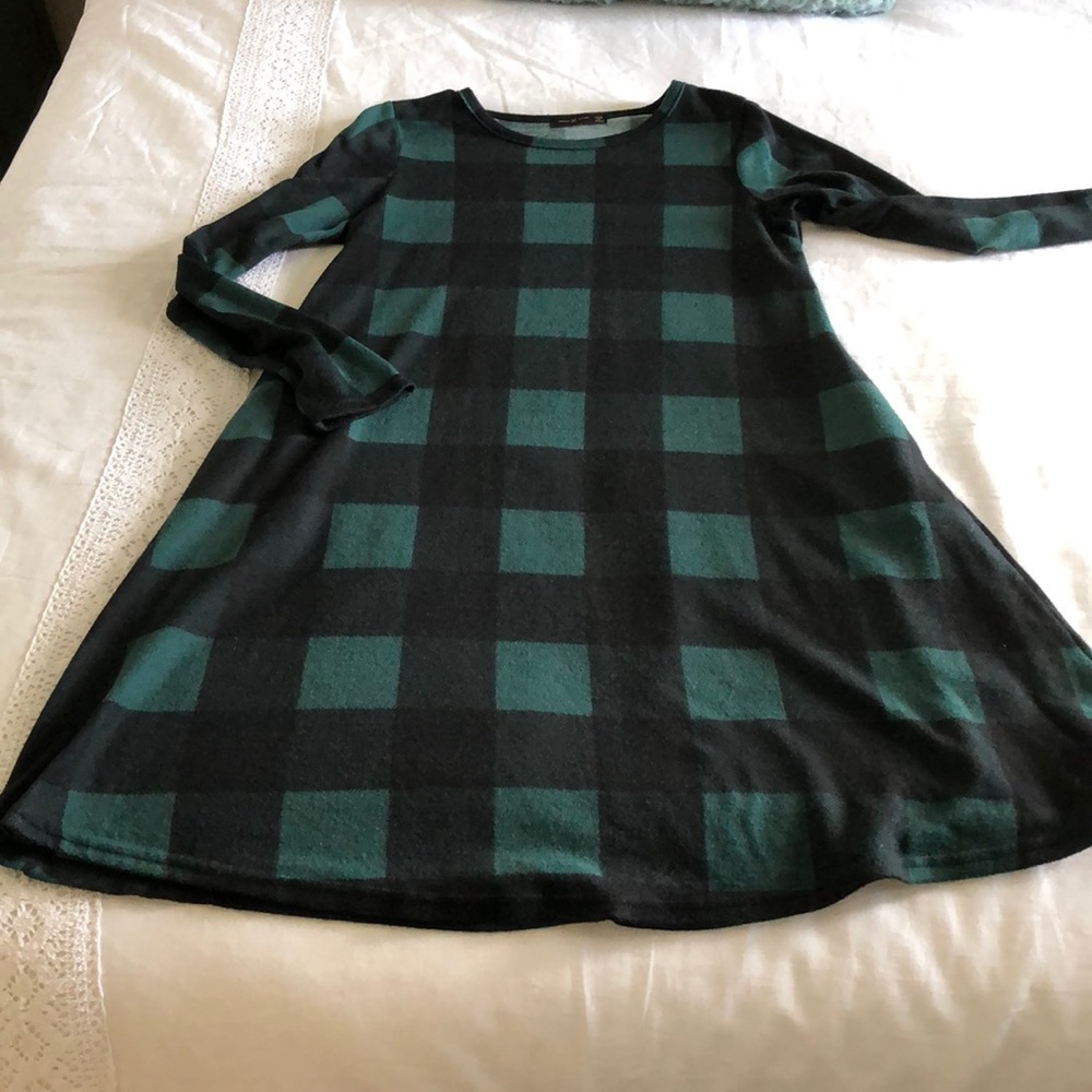 Green and Black Plaid Dress